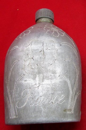 US WWI Trench Art Engraved US Canteen, Verdun 1918, Jane A Kimball Collection — image 2