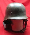 German WWII Fire Helmet with Neckguard, Complete, Postwar Reissue