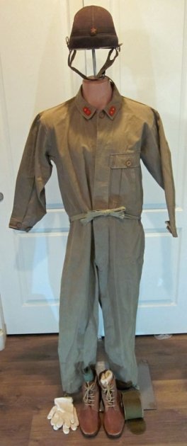 Japanese WWII Army Enlisted Tank Crewman Helmet & Uniform — image 2