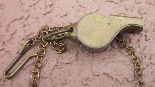 US WWI Army Regulation Brass Whistle & Chain — image 4