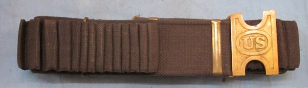 US IW, SAW Mills Mfg, Infantry, Blue Woven Canvas Double Loop Cartridge Belt — image 4