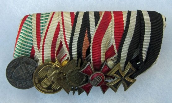 German WWI Era 5-Place Miniature Medal Bar, Hamburg Hanseatic Cross — image 2