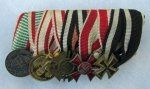 German WWI Era 5-Place Miniature Medal Bar, Hamburg Hanseatic Cross