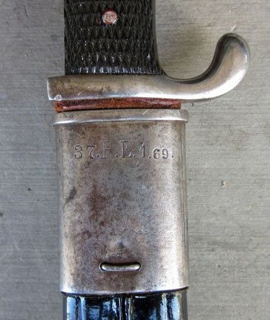 German WWI Era S84/98 Dress Bayonet, Eickhorn, Unit Marked Scabbard — image 5