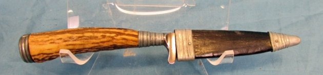  German Stag Handled Knife with Leather Sheath, Anton Wingen — image 3