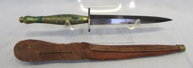  British WWII Fairbairn-Sykes Commando Knife, Bead & Rib, Brass Grip — image 4