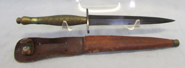  British WWII Fairbairn-Sykes Commando Knife, Bead & Rib, Brass Grip — image 5
