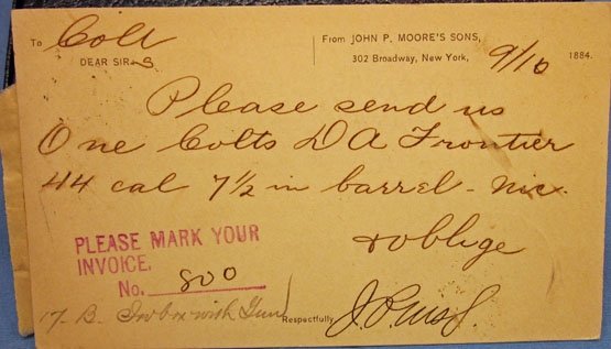 US Indian War Era, Colt Patented Firearms Co., Postcard 1884, New York City — image 2