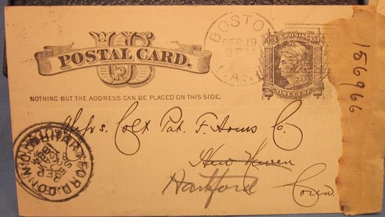 US Indian War Era, Colt Patented Firearms Co., Postcard 1884, Boston Massachusetts — image 3