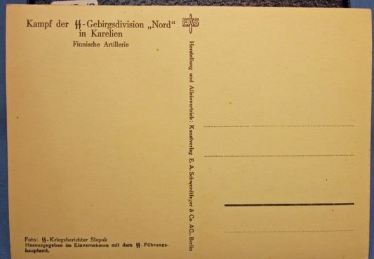 German WWII Postcard, Kampf der SS-Gebirgsdivision Nord in Karlien, Finnische Artillerie — image 3