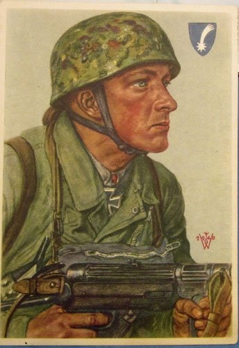 German WWII Willrich Postcard, Fallschirmjager, Feldwebel Arpke — image 2