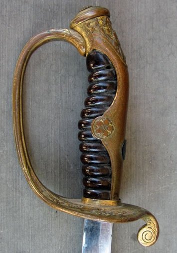 Japanese WWII Army Company Grade Officer Dress Sword, Silver Family Mon — image 2