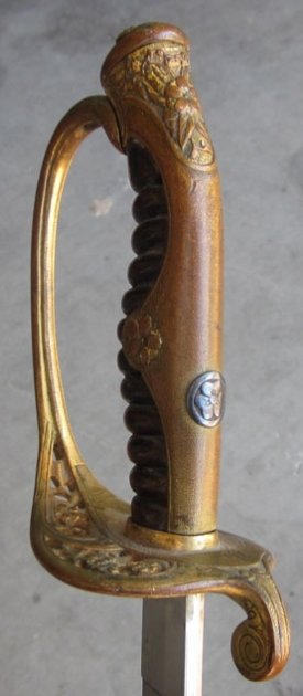 Japanese WWII Army Company Grade Officer Dress Sword, Silver Family Mon — image 3