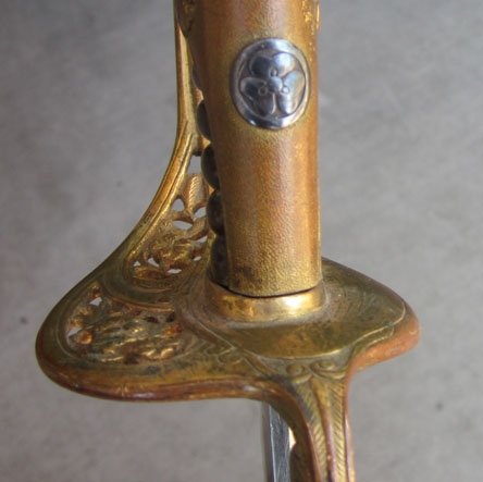 Japanese WWII Army Company Grade Officer Dress Sword, Silver Family Mon — image 4