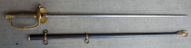 US Indian War Era, 1860 Staff Officers Sword, Etched Blade — image 14