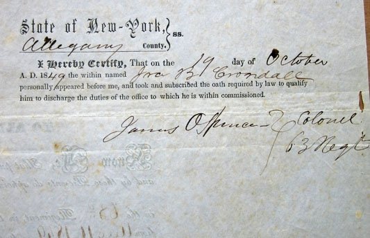 US Pre Civil War New York Militia Officer Commission Document, 1849, Hamilton Fish Signature — image 4