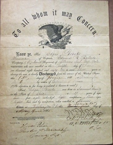 US Civil War Discharge, Illinois Soldier, Musician, 7th Infantry, Henry Rifles, Corinth, Sherman's March to the Sea — image 2