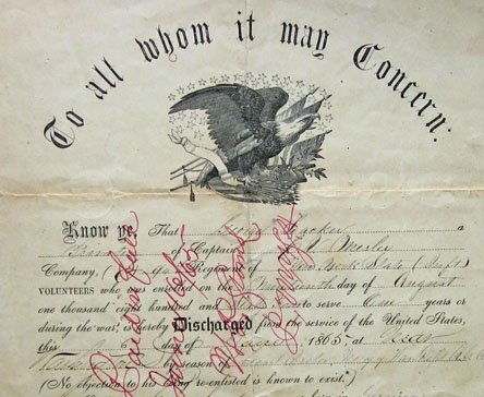 US Civil War Discharge, New York Soldier, 94th Infantry — image 3