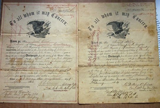 US Civil War Discharge Lot of Two, Missouri Soldier, 21st Infantry, Battle of Shiloh Veteran — image 4