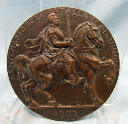  Ecuador, Bronze Centennial Medal, Battle of Pichincha, 1822-1922 — image 2