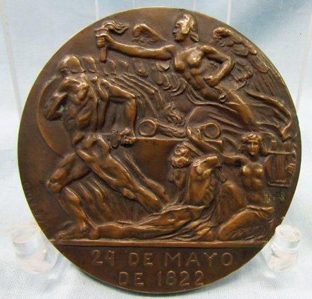 Ecuador, Bronze Centennial Medal, Battle of Pichincha, 1822-1922 — image 3