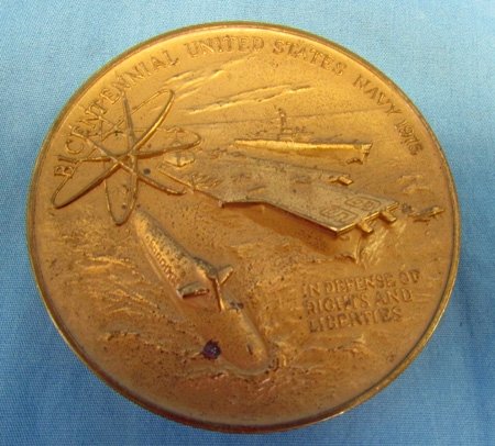  US Cold War Era, US Navy Bi-centennial Table Medal 1775-1975 — image 2