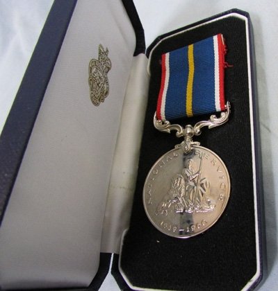  British National Service Medal, Cased, Named — image 2