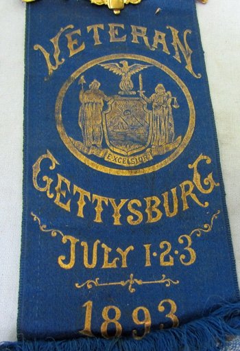  US Post Civil War Gettysburg Veteran Reunion Ribbon, New York Day 1863-1893 — image 4