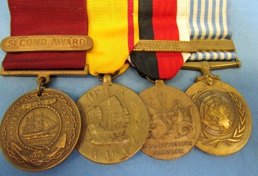  US WWII / Korean War 4 Place US Navy China Service Medal Bar, Named GCM — image 3