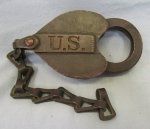 US 19th Century Brass Padlock & Chain