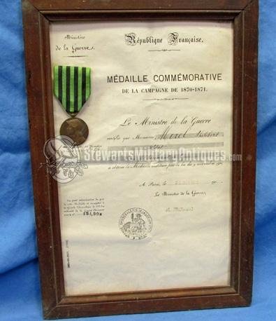  French, Franco-Prussian Veteran's Medal & Document Set — image 2