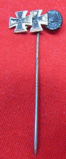 German WWII Stickpin, EK 1 & 2 & Black Wound Badge — image 2