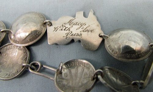  Australian WWII Sweetheart Coin Bracelet, 1944 — image 4