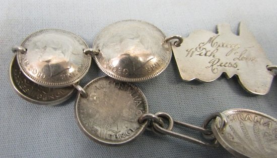  Australian WWII Sweetheart Coin Bracelet, 1944 — image 5