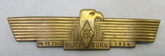  German WWII Hitler Youth Tinnie, Wurzburg 1934 — image 2