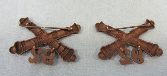 US Pre WWI 1902 92nd Artillery Collar Insignia Pair — image 3