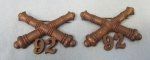 US Pre WWI 1902 92nd Artillery Collar Insignia Pair