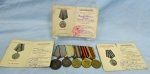 Soviet WWII 5 Place Medal Bar, & Three Documents, Same …