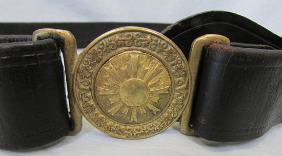  Japanese WWII Army Officer Black Leather Service Dress Sword Belt Buckle — image 3