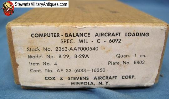  US Korean War USAF B29 & B29A Super Fortress  Load Adjuster Computer, Complete — image 7