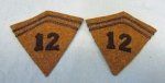French WWII Collar Insignia, 12th Regiment, Line Infantry