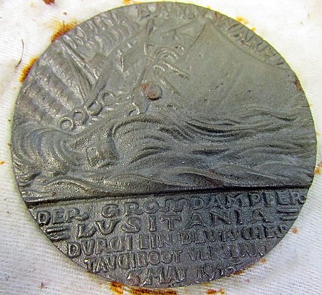  German WWI Lusitania Table Medal and Box — image 4