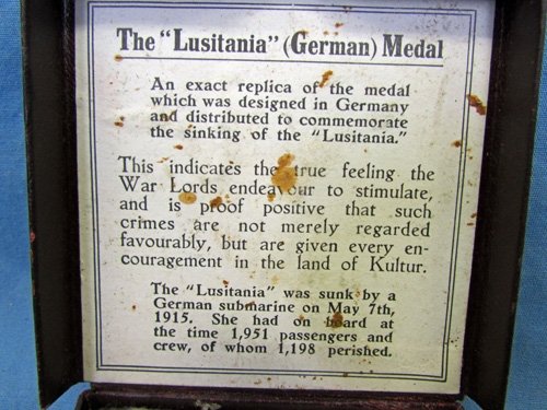  German WWI Lusitania Table Medal and Box — image 5
