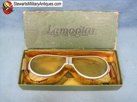  US 1930s Lamoglas Flying Goggles & Case — image 3