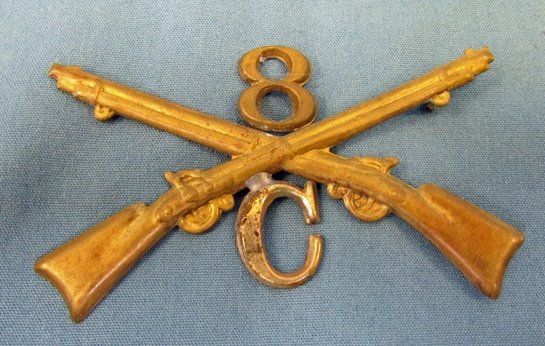  US Indian Wars M1874 Infantry Hat Insignia, 8th Infantry, C Company — image 2