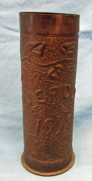  German WWI Trench Art Shell Casing, Verdun 1919 — image 2