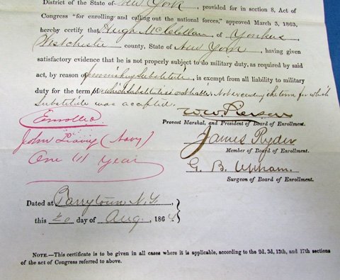  US Civil War, 1864 New York, Substitute Enlistment Document — image 4
