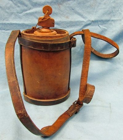  Italian Late 19th Century Wooden Cask Canteen & Leather Shoulder Strap — image 2
