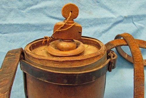  Italian Late 19th Century Wooden Cask Canteen & Leather Shoulder Strap — image 3