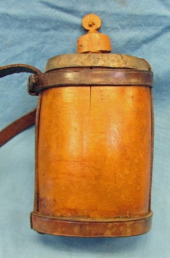  Italian Late 19th Century Wooden Cask Canteen & Leather Shoulder Strap — image 4
